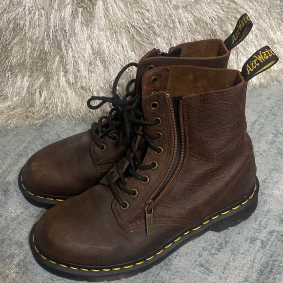 Brown Leather Zip Up Doc Marten’s - Picture 2 of 8